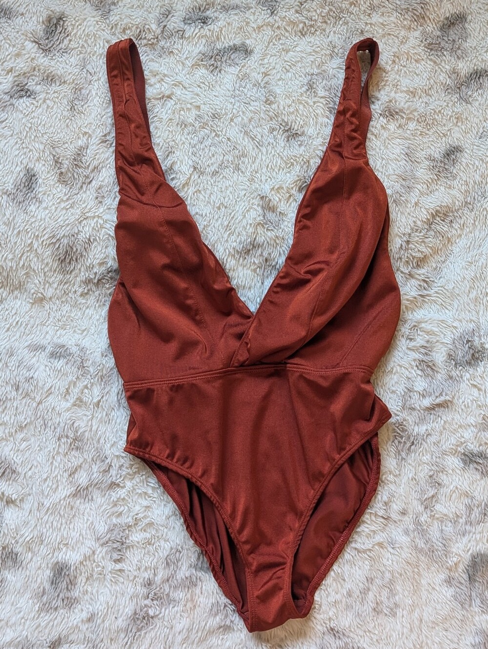 Urban Outfitters | Deep V Bodysuit/Swimsuit | Rust | Small